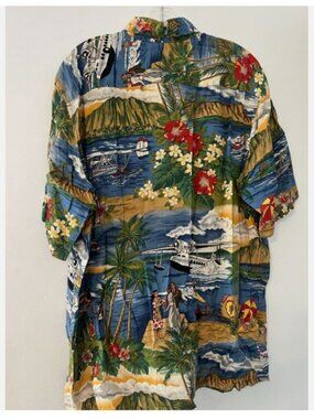 REYN SPOONER Hawaiian Traditionals Shirt Short Sleeve 100% Spun Rayon Aloha